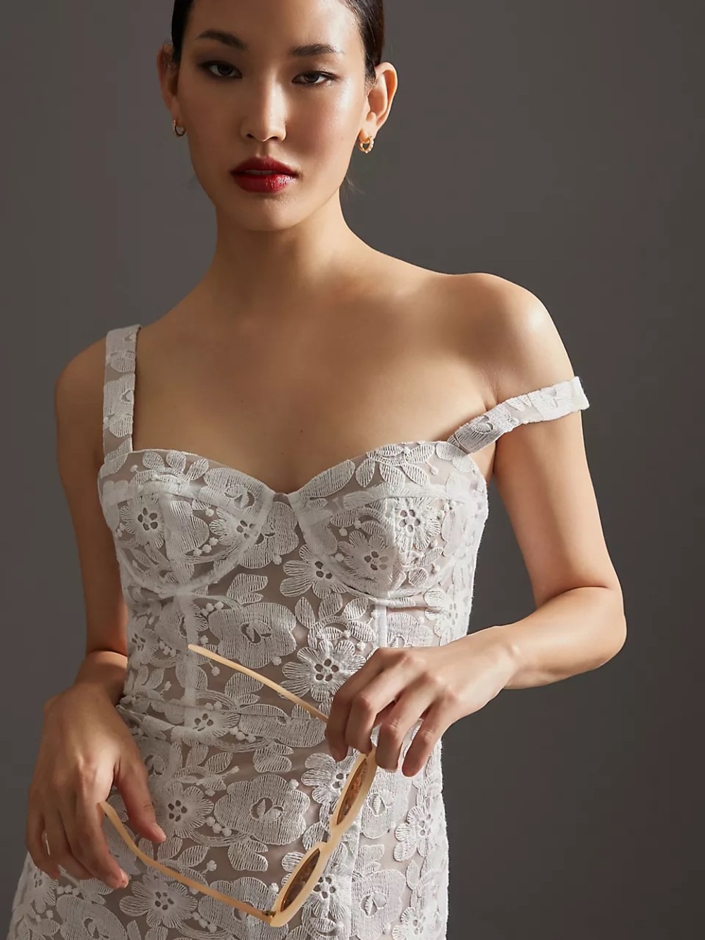 NWT Anthropologie Hutch Lace Embroidered Eyelet Corset Midi Dress Size 8 Ivory
